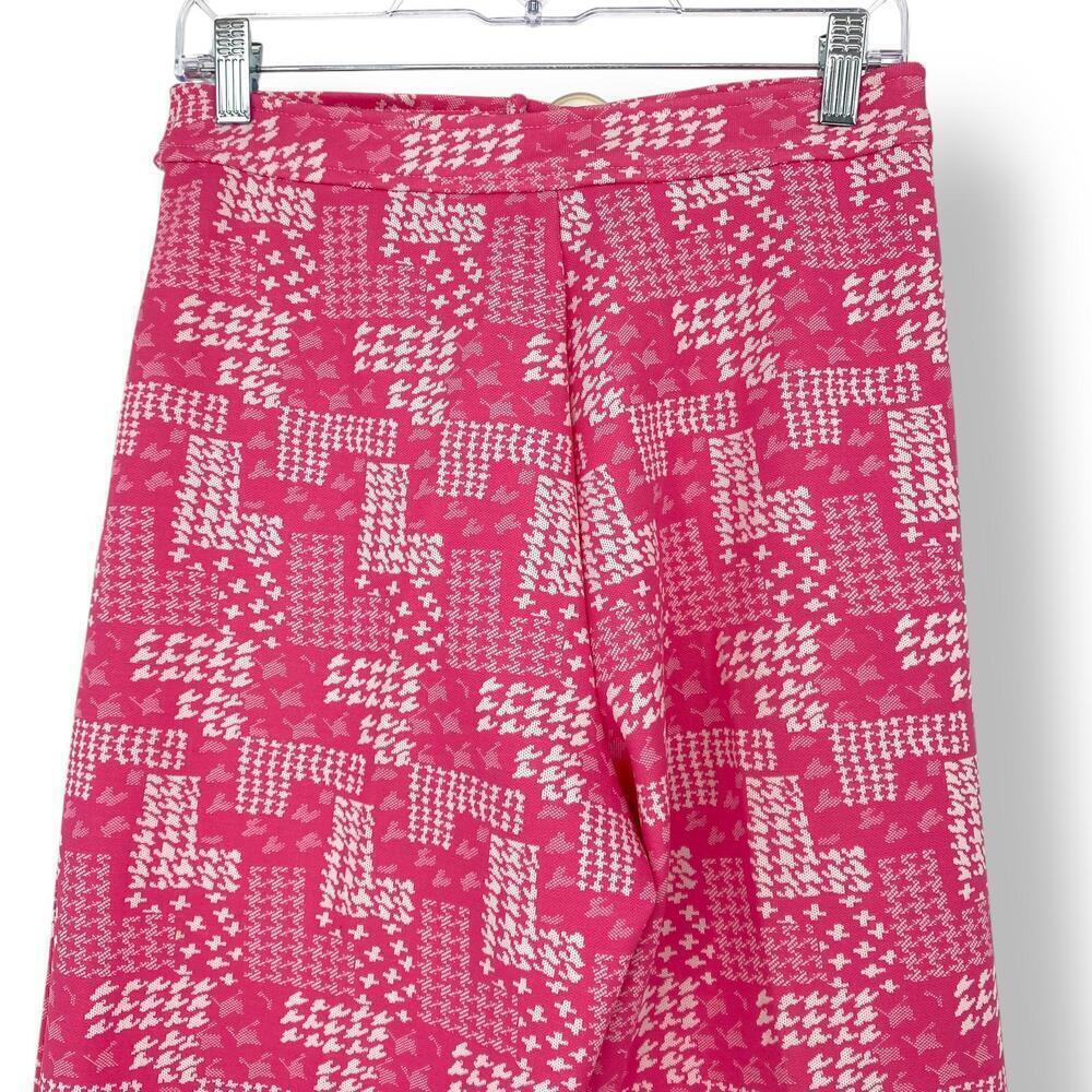 Vintage Rare Trendy Pink & White Check Print Wide-Leg Pants with Belt - Picture 4 of 16